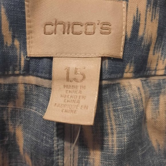 Chico's Linen Ikat Wide Leg Pants NWOT Chico's 1.5 10/12 - Picture 4 of 4